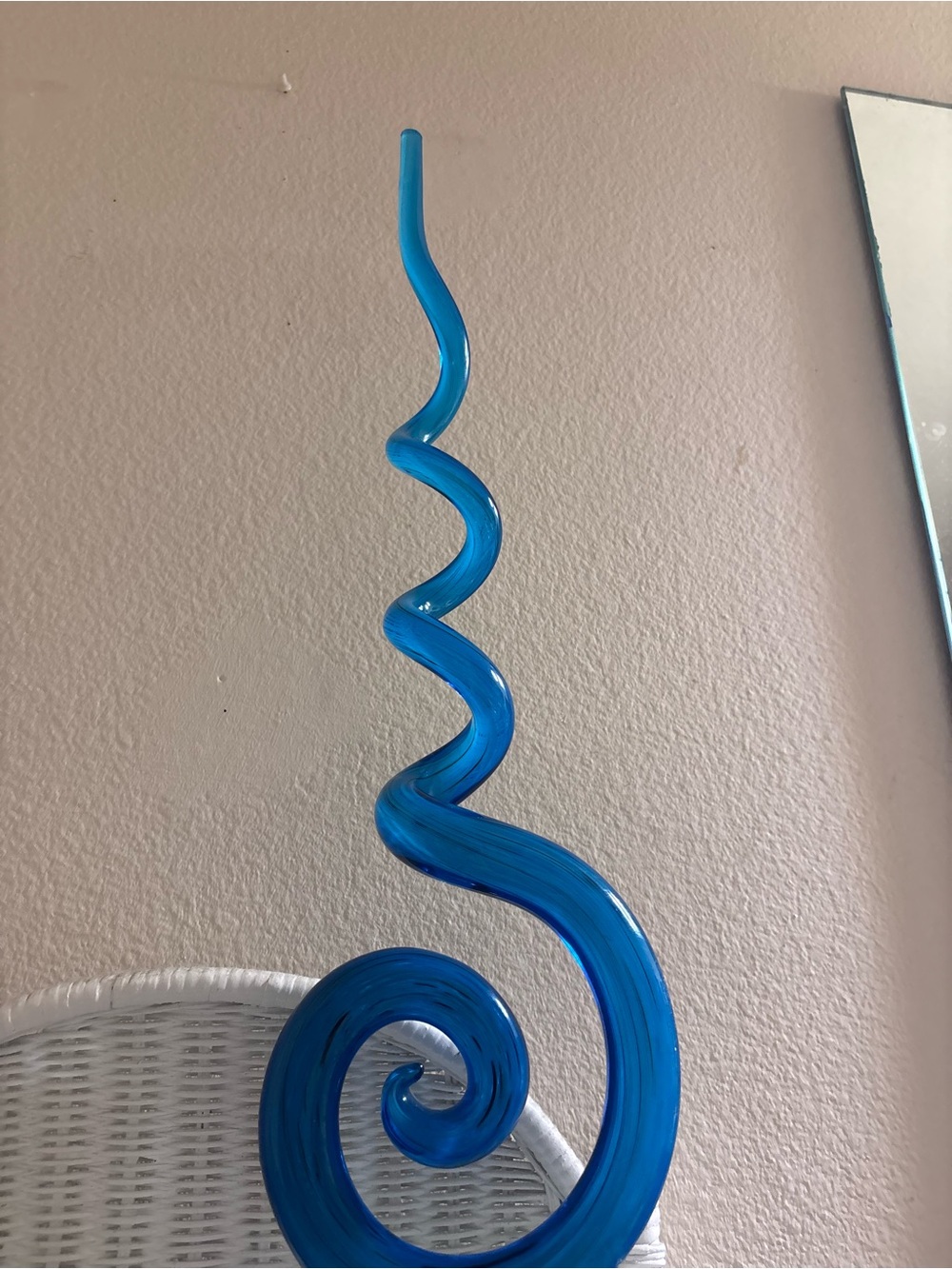 Blue Glass Spiral Sculpture - Home Art Accent